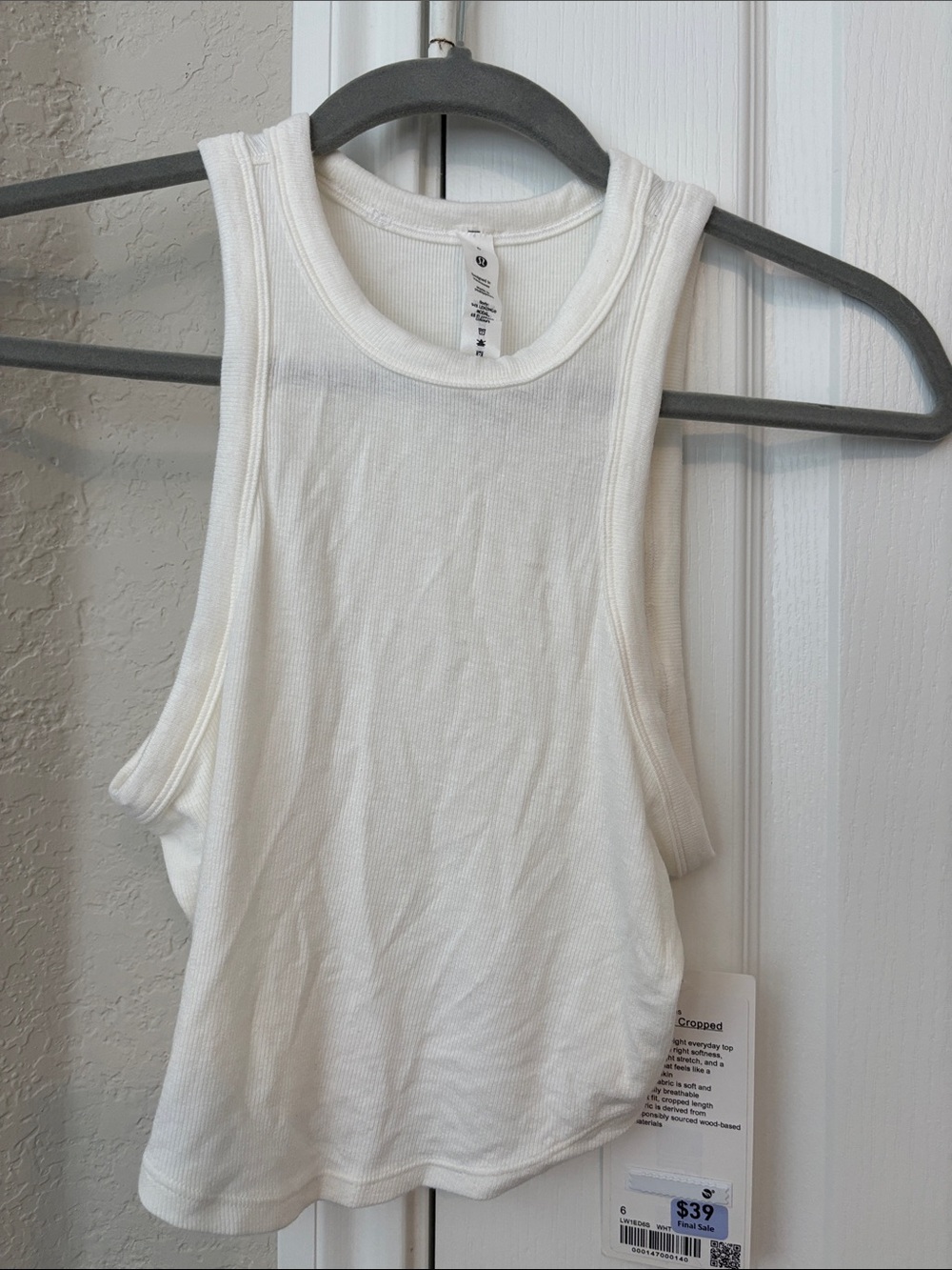 lululemon athletica White Ribbed Athletic Tank